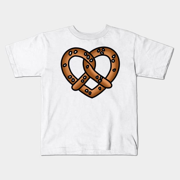 Pretzel Heart Kids T-Shirt by drawingsbydarcy